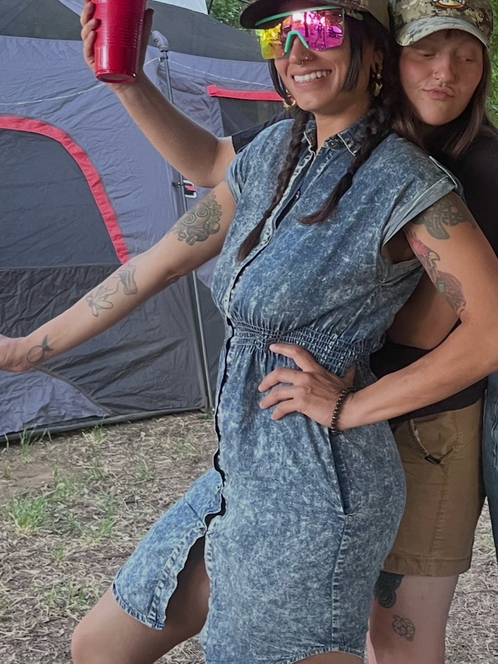 Vintage 90s Blue Acid-Wash Denim Shirt Dress - Picture 9 of 9